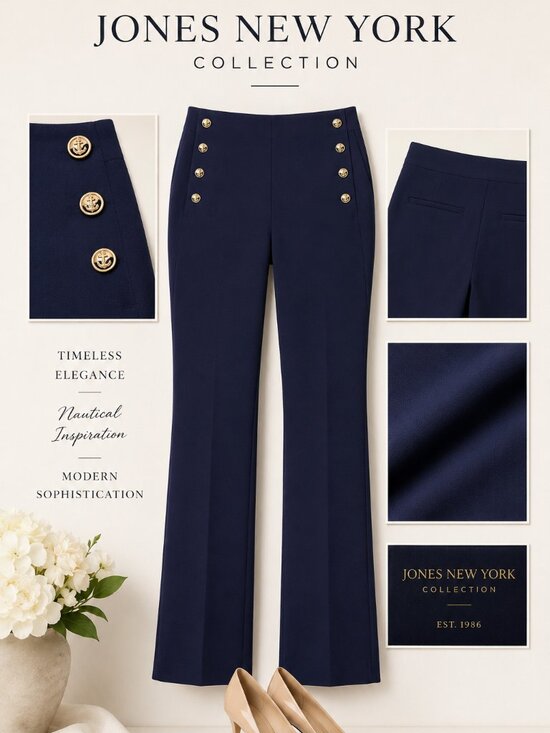 Jones New York Pants - Jones New York Women’s High-Rise Bootcut Sailor Pants Navy Size 6 NWT